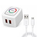 6A Dual USB Fast Charging Wall Charger with Colorful Running LED Lamp and Smart Charging - Image 4