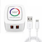 6A Dual USB Fast Charging Wall Charger with Colorful Running LED Lamp and Smart Charging
