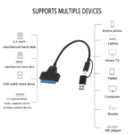 Universal SATA to USB 3.0 & Type-C Adapter Cable for 2.5-Inch HDD/SSD (6Gbps) - Image 5