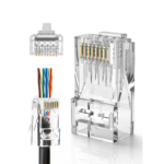 RJ45 Pass-Through Connectors with 2 Load Bars – Gold-Plated 8P8C Plugs for Cat5e/Cat6 Cables