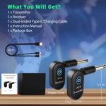 A14 2.4GHz Wireless Guitar System with 100ft Range – Rotatable Plug & Play Transmitter Receiver for Guitar, Bass, Violin & Keyboard - Image 4
