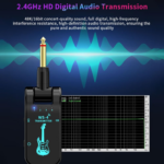 2.4G Wireless Guitar Transmitter & Receiver System – 48K/16bit, 40M Range, Rechargeable & 282° Rotatable - Image 4
