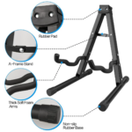 Portable Foldable A-Frame Guitar Stand with Non-Slip Rubber Pads & Soft Sponge Protection – Universal Floor Stand for Acoustic, Electric & Bass Guitars - Image 2