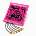 Ernie Ball Super Slinky 5-String Nickel Wound Bass Guitar Strings – 40–125 Gauge for Bright Tone & Smooth Playability
