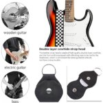 2-Inch Wide Double-Layer Cotton Guitar Strap with Long Leather Ends – Adjustable Strap for Electric, Acoustic & Bass Guitars - Image 3