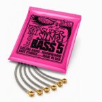 Ernie Ball Super Slinky 5-String Nickel Wound Bass Guitar Strings – 40–125 Gauge for Bright Tone & Smooth Playability