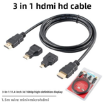 3-in-1 HDMI Cable 1.5M High-Speed HDMI, Mini HDMI and Micro HDMI Adapter - Image 5